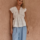 Bobbie Embroidered Tie Top in White – women's top by SASS