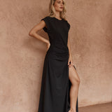 Joni Twist Cap Sleeve Dress in Black – women's dress by SASS