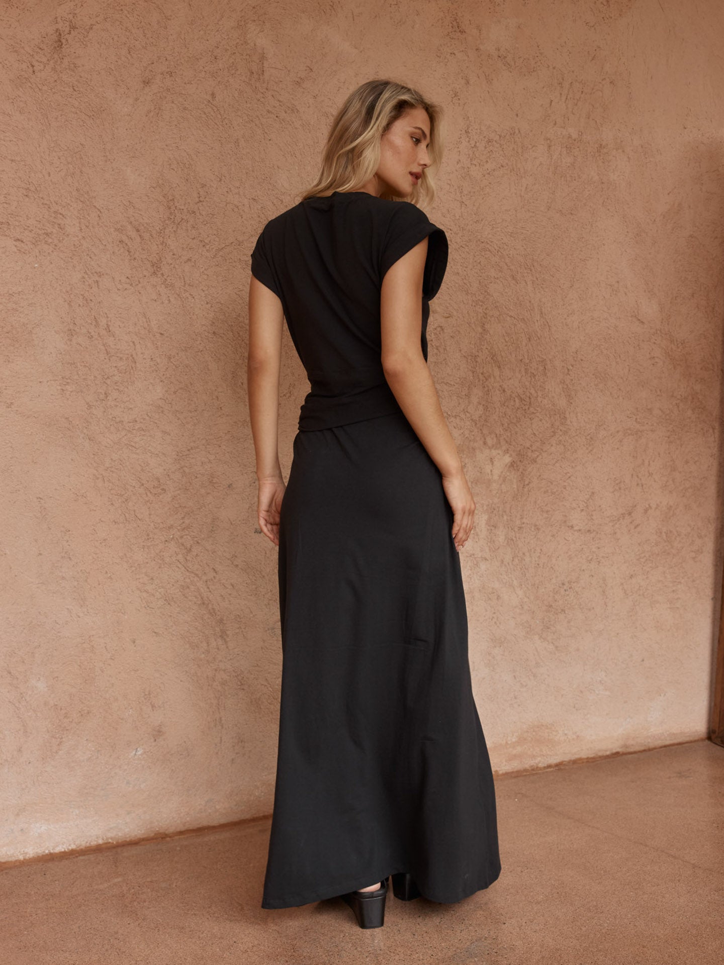 Joni Twist Cap Sleeve Dress in Black – women's dress by SASS