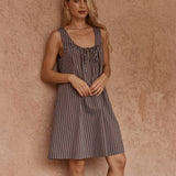 Nola Stripe Mini Dress in Choc Stripe – women's dress by SASS
