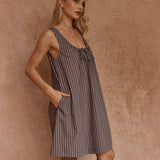 Nola Stripe Mini Dress in Choc Stripe – women's dress by SASS