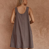 Nola Stripe Mini Dress in Choc Stripe – women's dress by SASS
