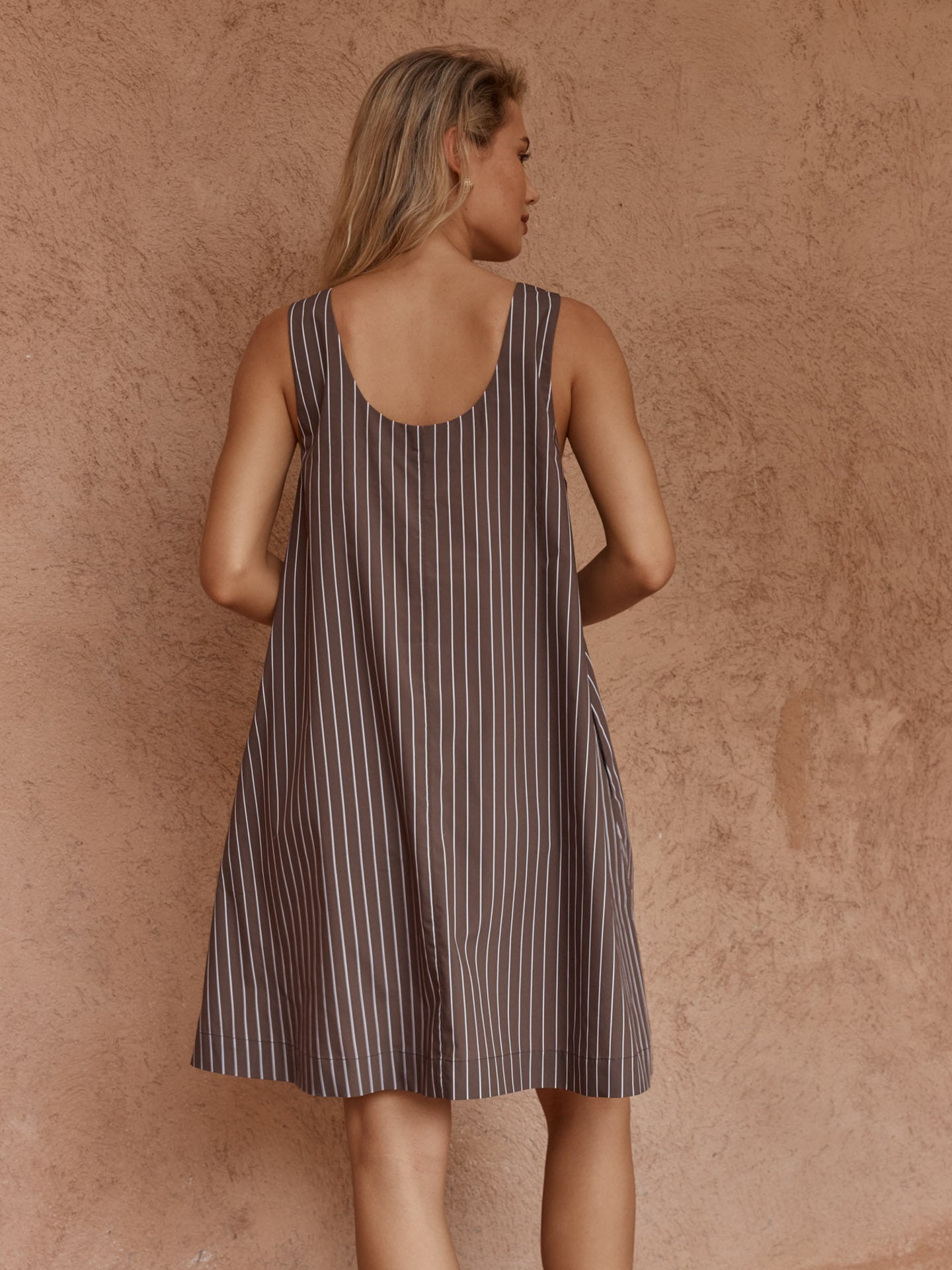 Nola Stripe Mini Dress in Choc Stripe – women's dress by SASS