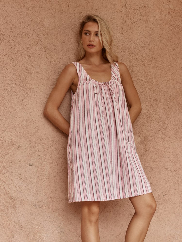 Nikolai Multi Stripe Mini Dress in Pink Multi – women's dress by SASS