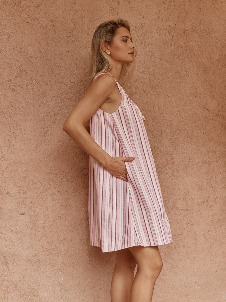 Nikolai Multi Stripe Mini Dress in Pink Multi – women's dress by SASS