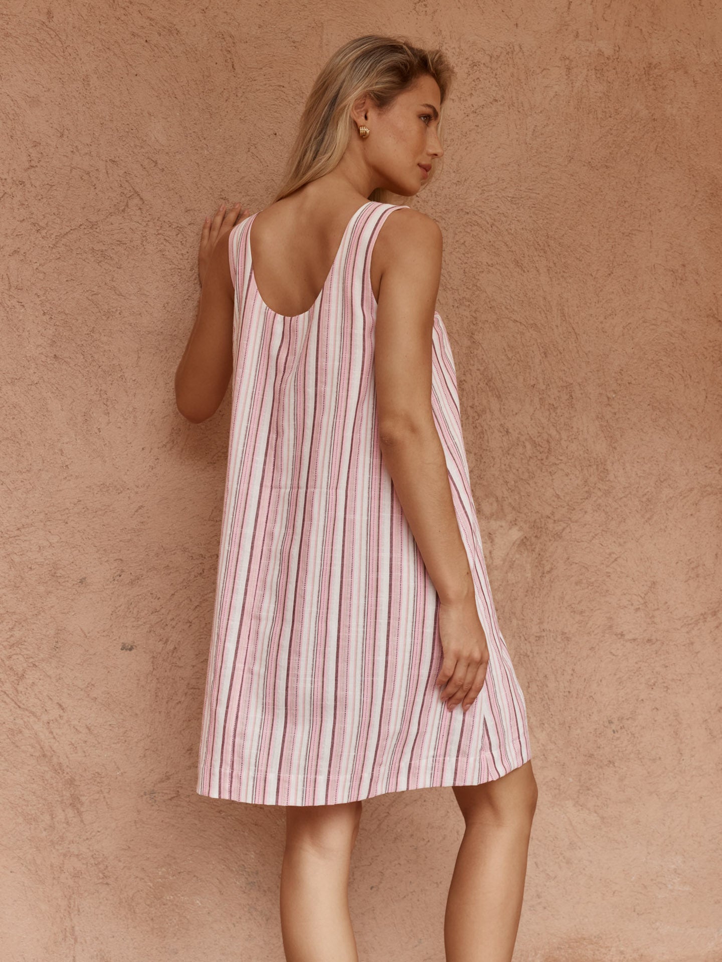 Nikolai Multi Stripe Mini Dress in Pink Multi – women's dress by SASS