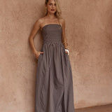 Everley Strapless Dress in Choc Stripe – women's dress by SASS