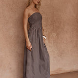 Everley Strapless Dress in Choc Stripe – women's dress by SASS