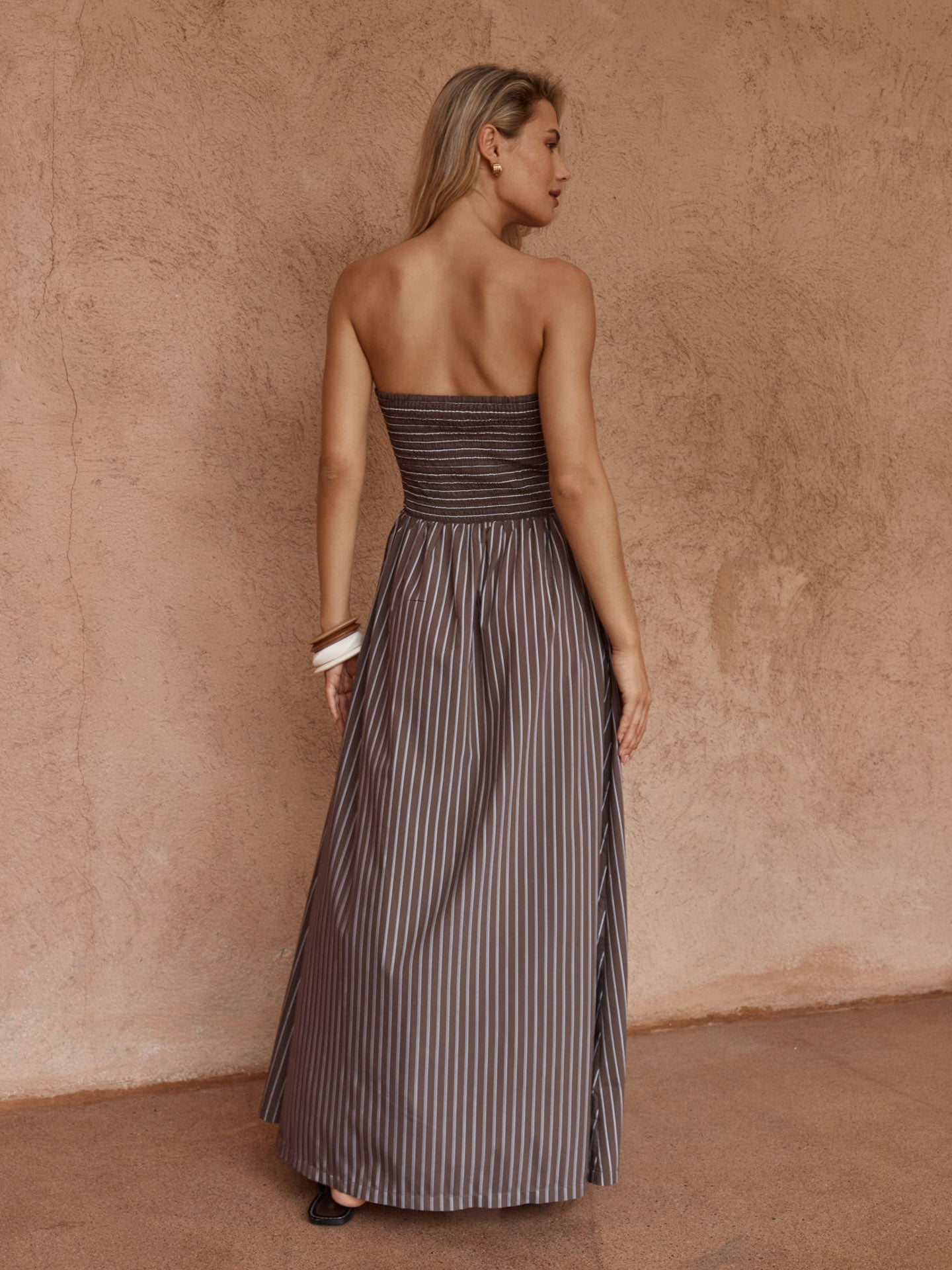 Everley Strapless Dress in Choc Stripe – women's dress by SASS