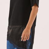 Arlo Jersey Lace Tee - Black
