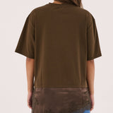 Arlo Jersey Lace Tee - Chocolate