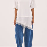 Arlo Jersey Lace Tee - Ivory