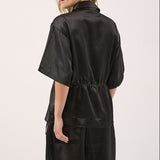 Kelly Drawstring Collared Shirt - Black