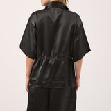 Kelly Drawstring Collared Shirt - Black