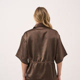Kelly Drawstring Collared Shirt - Chocolate
