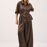 Aurora Satin Pant - Chocolate
