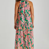 Malia Halter Dress - Pink Green Paisley