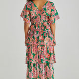 Malia Peplum Top - Pink Green Paisley