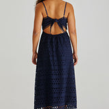 Kali Broderie Dress - Navy