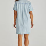Vale Scalloped Denim Dress - Bleach