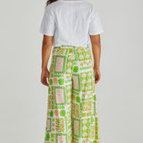 Emmett Wide Leg Pant - Green Shell Patchwork