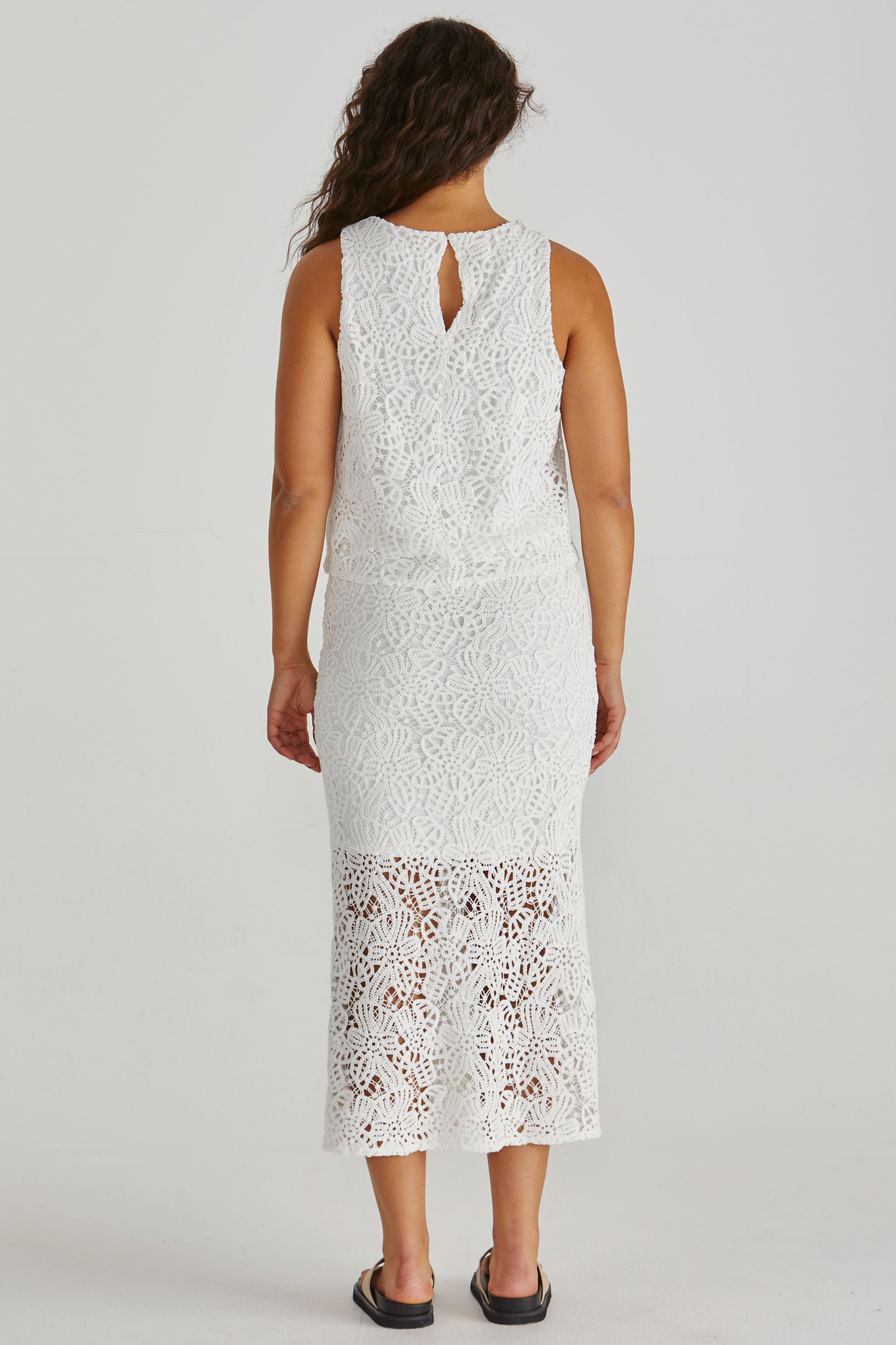 Kai Crochet Lace Tank - White | Sass Clothing | Melbourne Designed