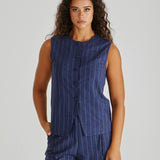 Petra Vest - Navy Pinstripe
