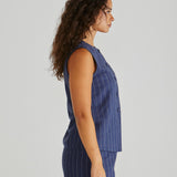 Petra Vest - Navy Pinstripe