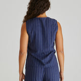 Petra Vest - Navy Pinstripe