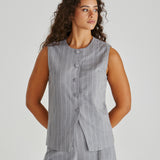 Petra Vest - Grey Pinstripe