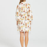 Roxy Balloon Sleeve Mini Dress - Abstract Print
