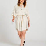 Portia Relaxed Smock Mini Dress - Oatmeal Beige