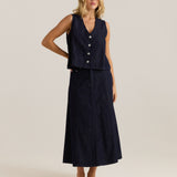 Sabine Denim Vest - Dark Rinse Wash