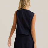 Sabine Denim Vest - Dark Rinse Wash