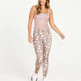 Alessia Reversible Active Singlet - Chocolate Floral/Pink Cheetah