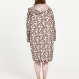 Alessia Reversible Long Puffer Jacket - Chocolate Floral/Pink Cheetah