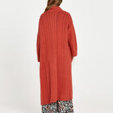 Jacinta Oversized Cable Knit Cardi - Rosewood