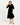 Sonya Boho Tie Waist Flutter Sleeve Midi Tiered Dress - Black