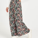 June Wide Leg Elastic Waist Pant - Patchwork Floral Black Multi