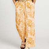 Portia Elasticated Wide Leg Linen-Blend Pants - Palm Springs Yellow