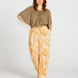 Portia Elasticated Wide Leg Linen-Blend Pants - Palm Springs Yellow