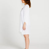 Rava Boho Smock Flowy Mini Dress  - White