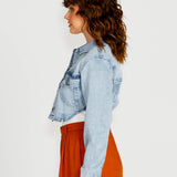 Rhea Cropped Denim Jacket - 70 Wash Blue