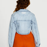 Rhea Cropped Denim Jacket - 70 Wash Blue