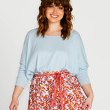 Shiv Oversized Cotton Lightweight Batwing Knit - Ice Blue