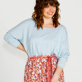 Shiv Oversized Cotton Lightweight Batwing Knit - Ice Blue