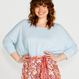 Shiv Oversized Cotton Lightweight Batwing Knit - Ice Blue