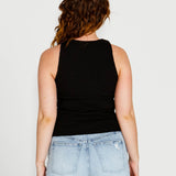 Aubrey High Neck Cotton Basic Singlet - Black