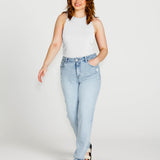 Aubrey High Neck Cotton Basic Singlet - White