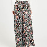 June Wide Leg Elastic Waist Pant - Patchwork Floral Black Multi